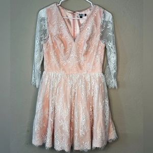 Chi Chi London petite mini long sleeve lace dress